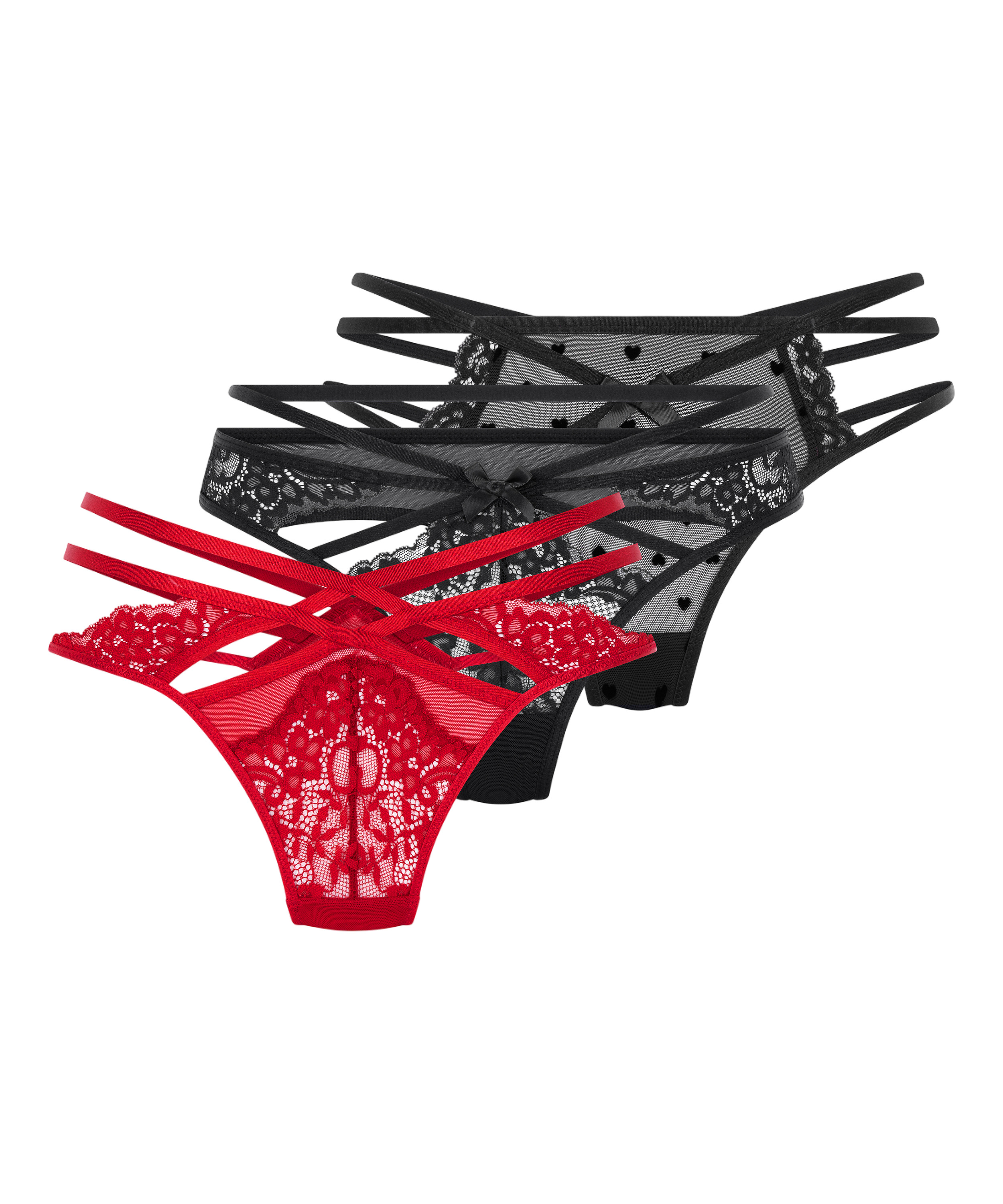3-pack Thongs, Red, main