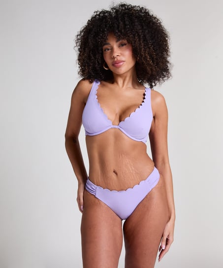 Scallop non-padded underwired bikini top, Purple