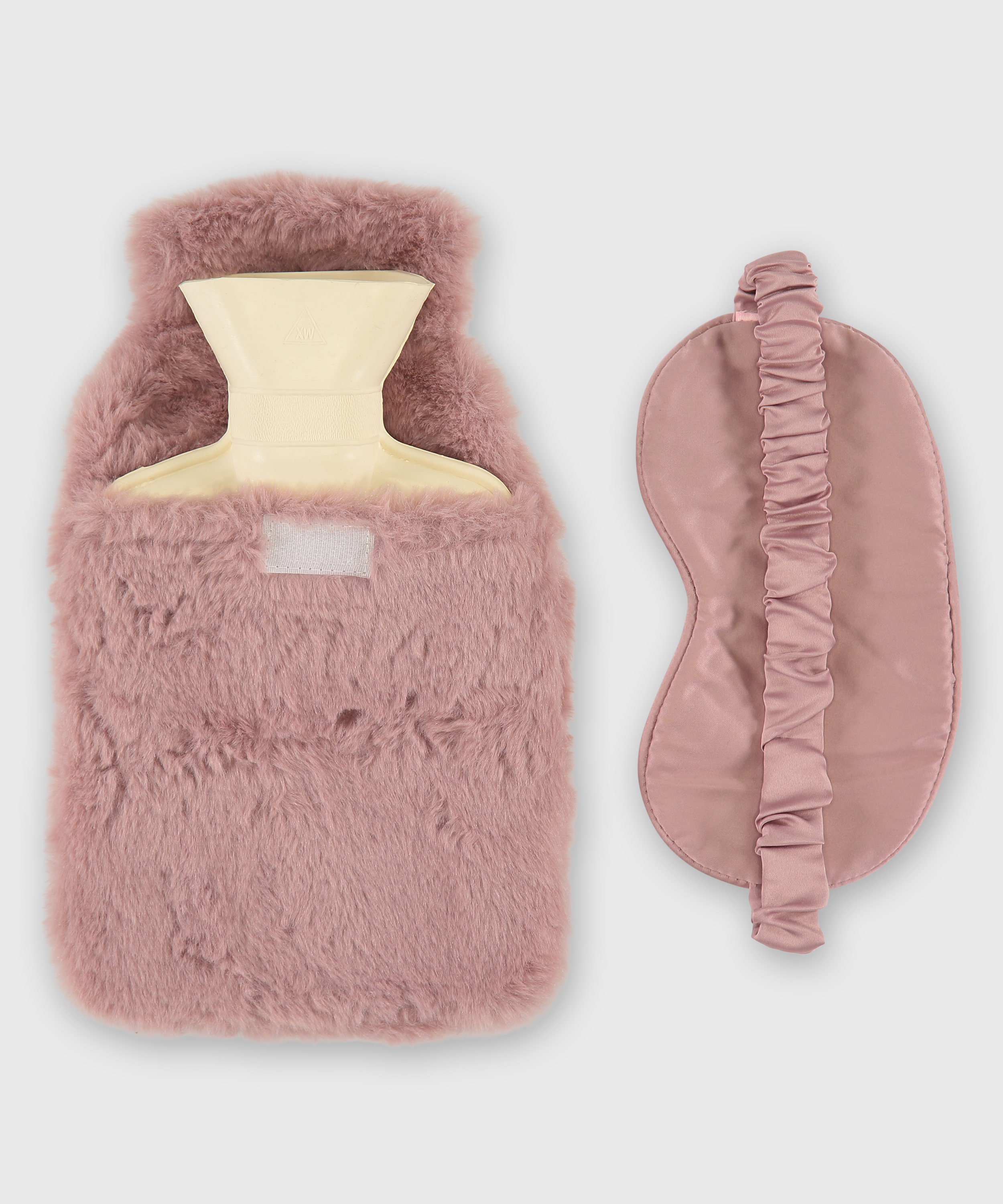 Hot Water Bottle And Eye Mask Set, Pink, main