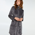 Honeycomb Fleece Zip Bathrobe, Grey