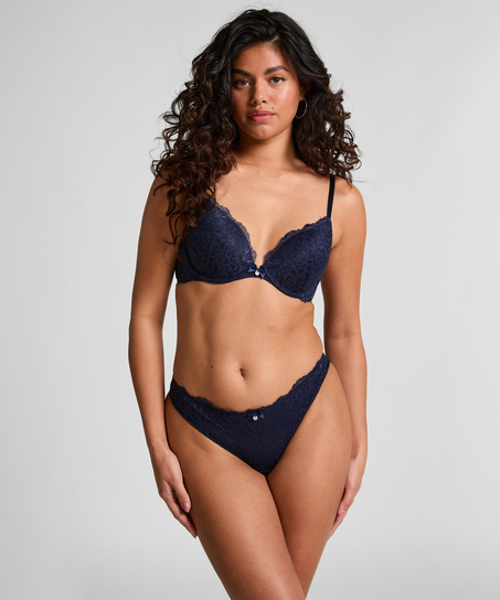 Marine Padded Underwired Push-Up Bra, Blue