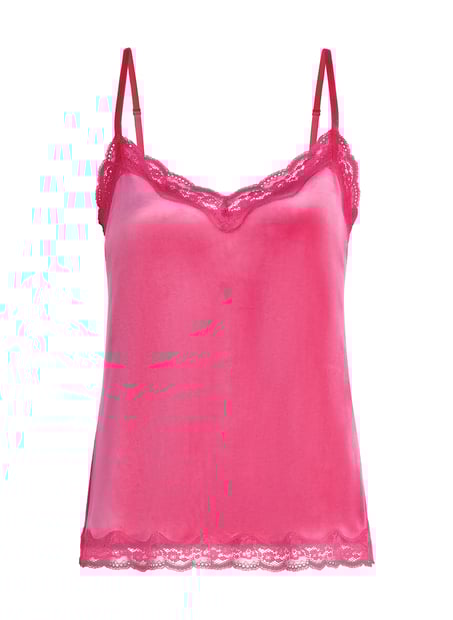 Velours Lace Cami Top, Pink