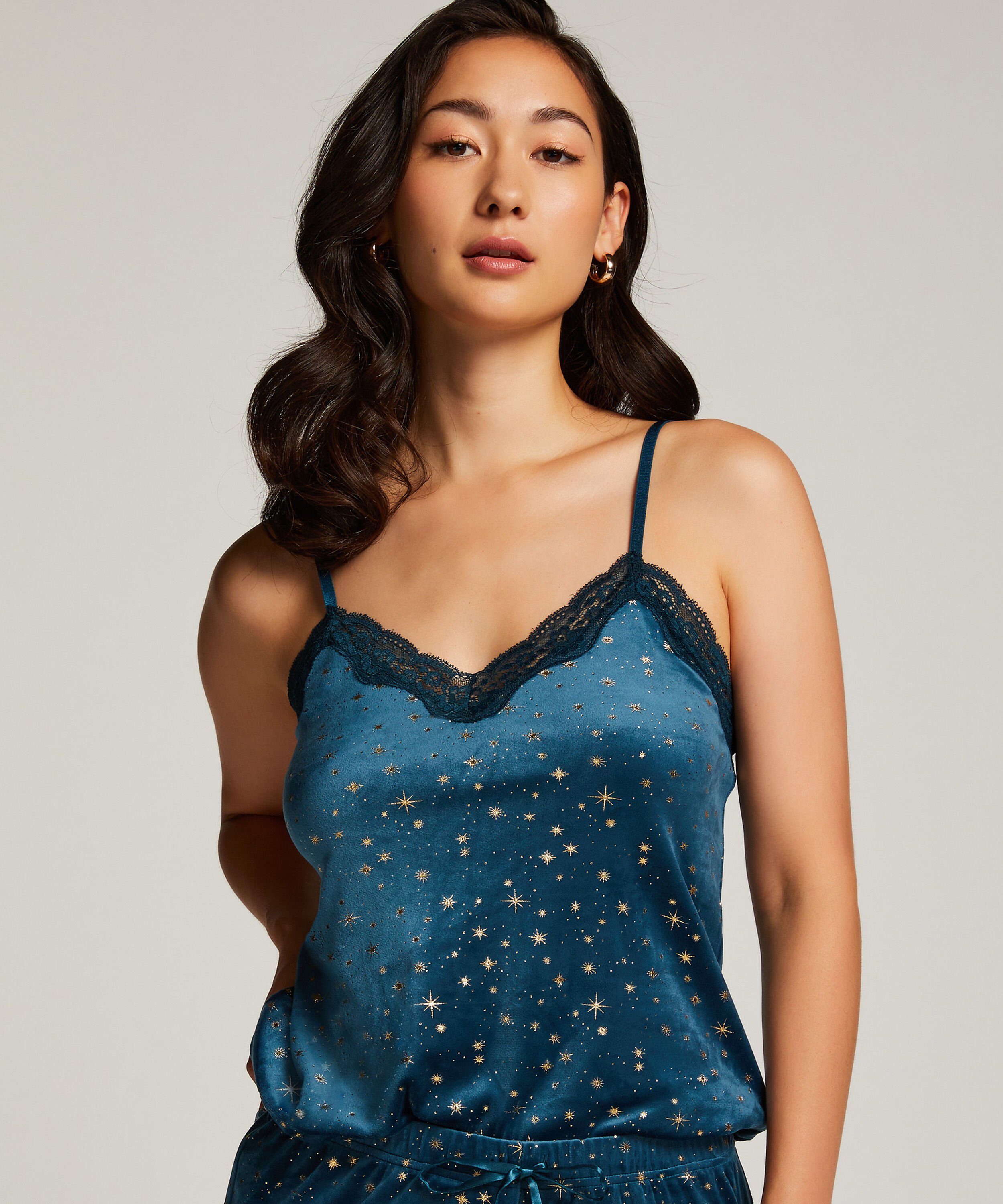 Velvet Lace Cami, Blue