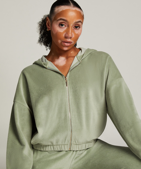 Velours Long-Sleeved Jacket, Green
