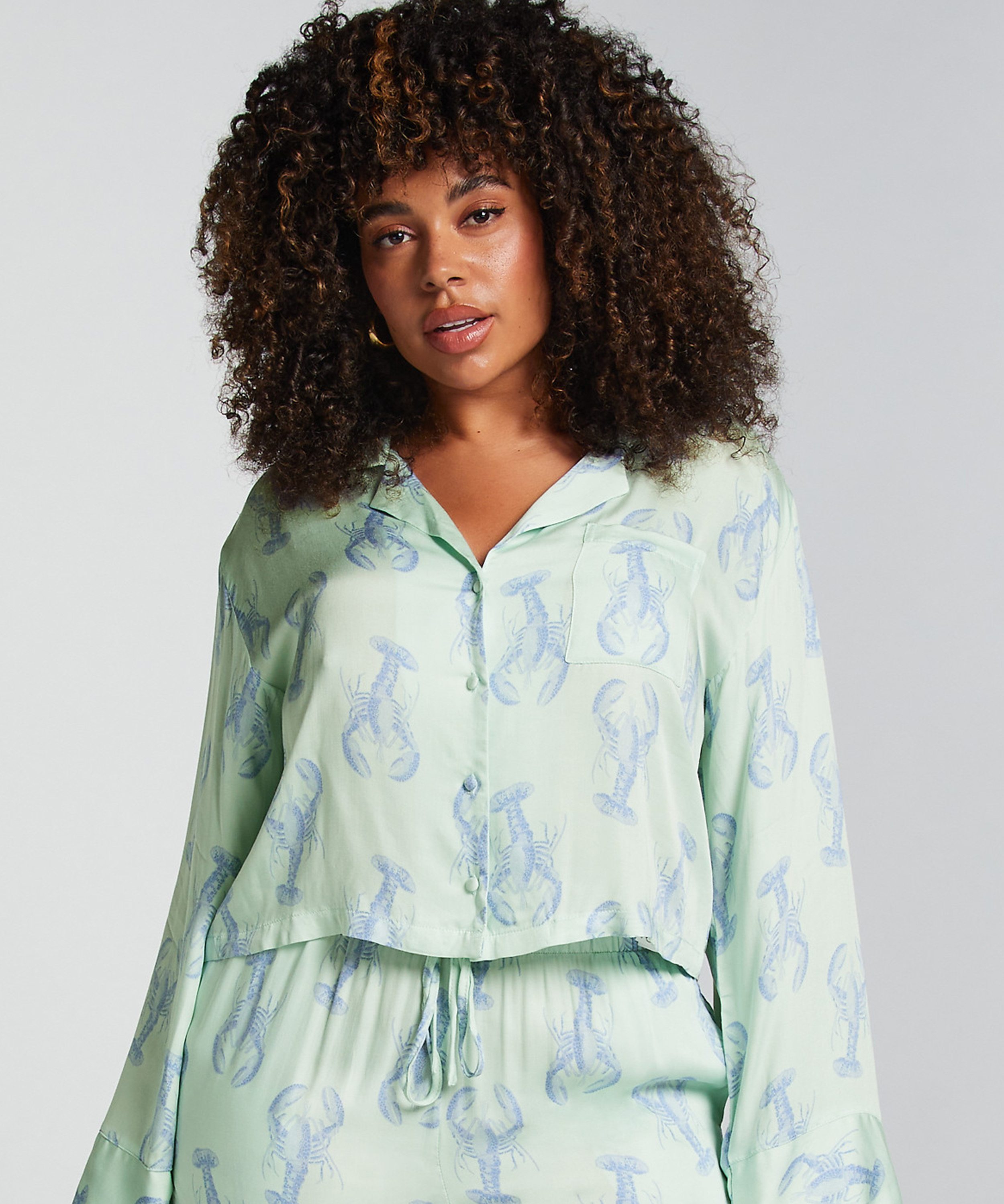 Satin Long-Sleeved Jacket, Green, main