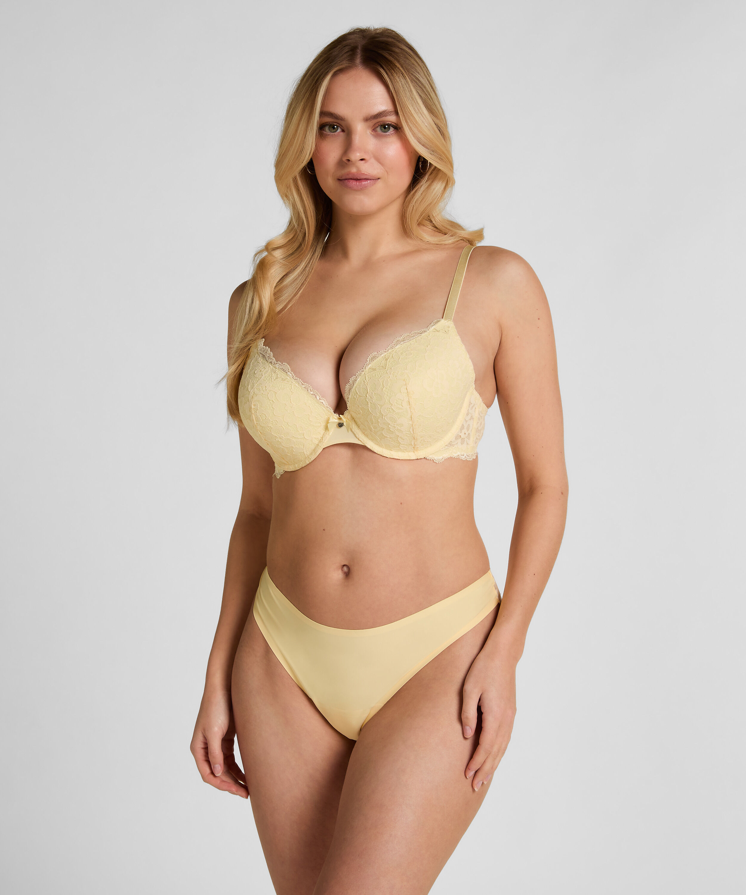 Lace Back Invisible Thong, Yellow Lace Back Invisible Thong, Yellow