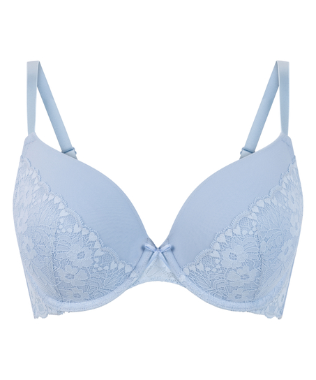 Cherry Padded Underwired Push-Up Bra, Blue