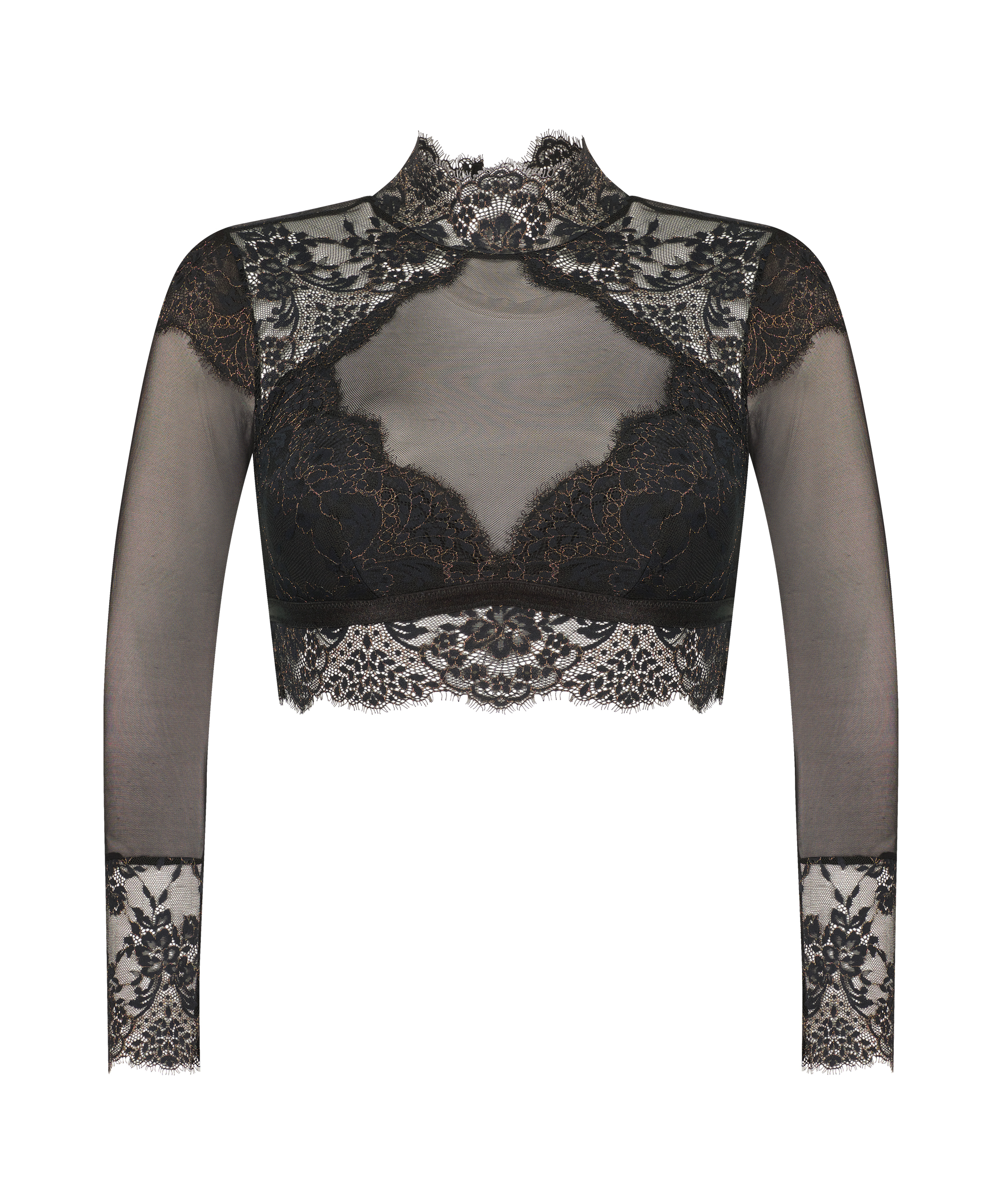 Cynthia long-sleeved bralette, Black, main