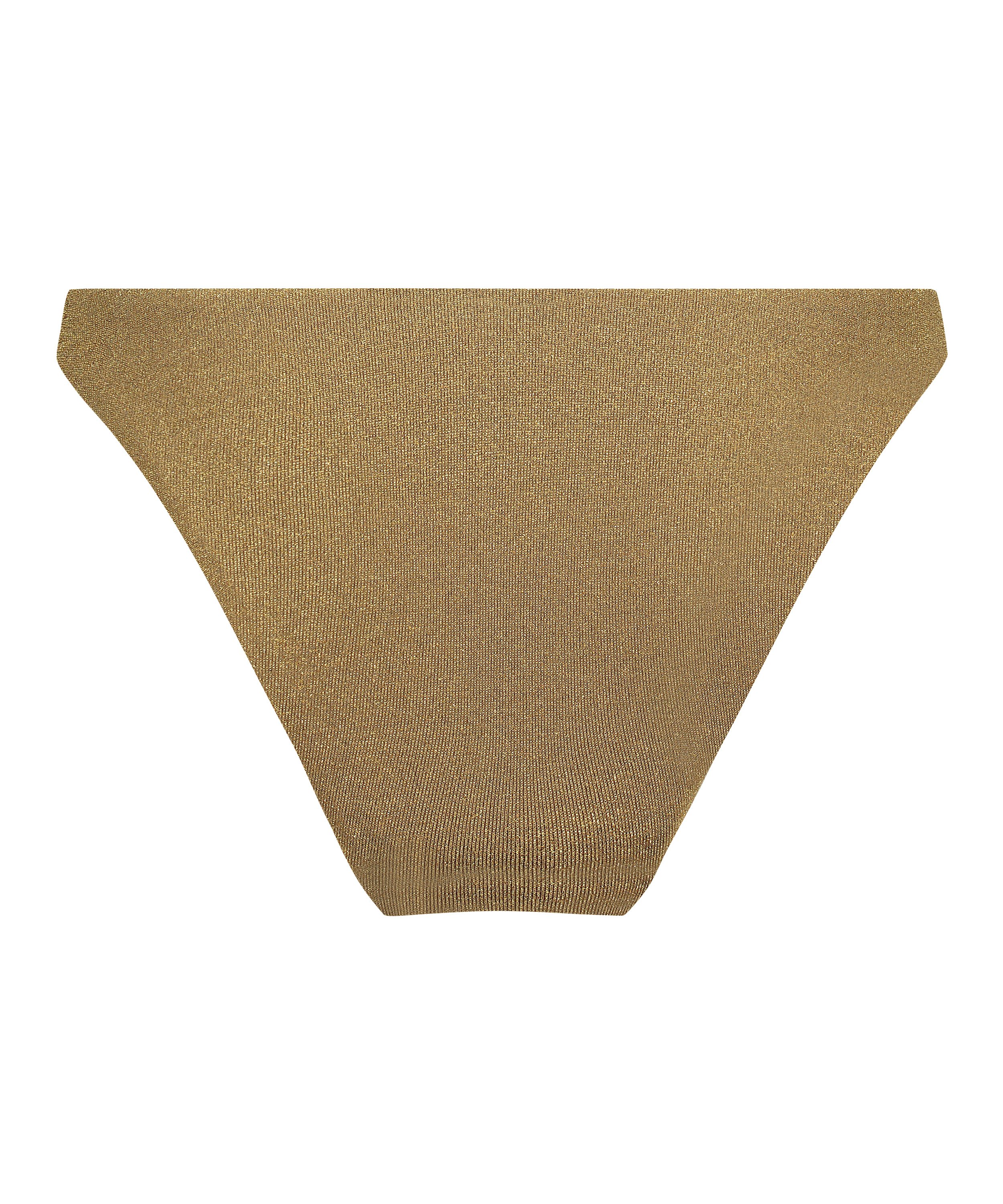 Goldie Shimmer High-Leg Bikini Bottoms, Yellow, main