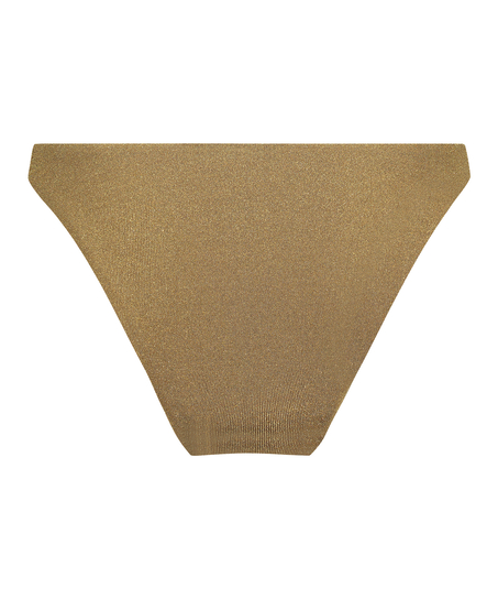 Goldie Shimmer High-Leg Bikini Bottoms, Yellow