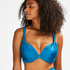 Sunset Dreams padded underwired bikini top Cup E +, Blue