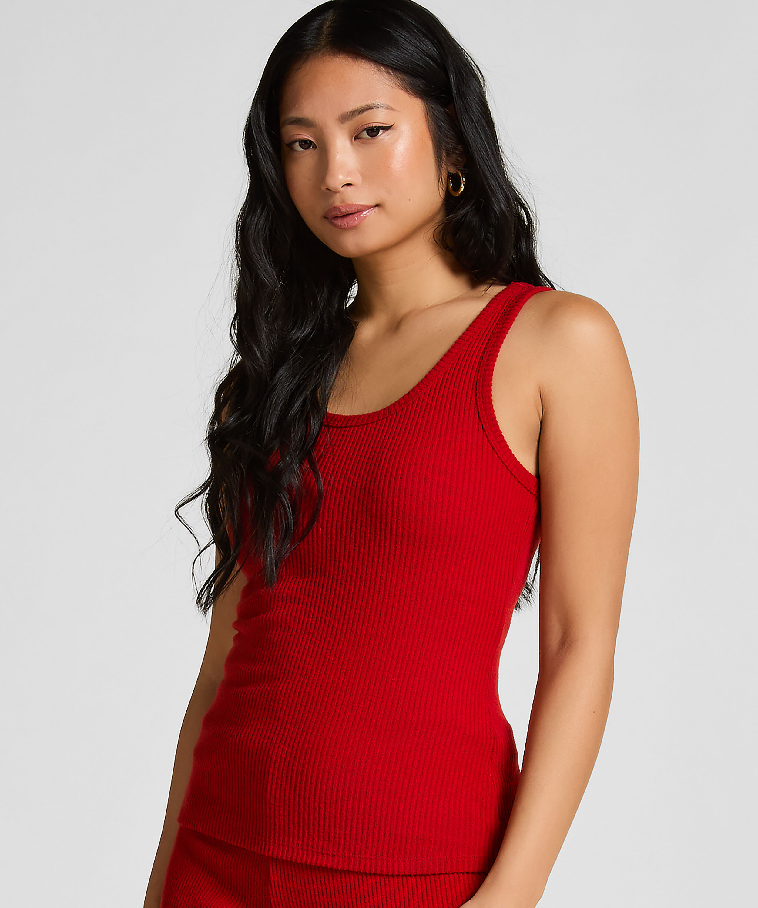 Singlet Brushed Jersey Rib, Red Singlet Brushed Jersey Rib, Red