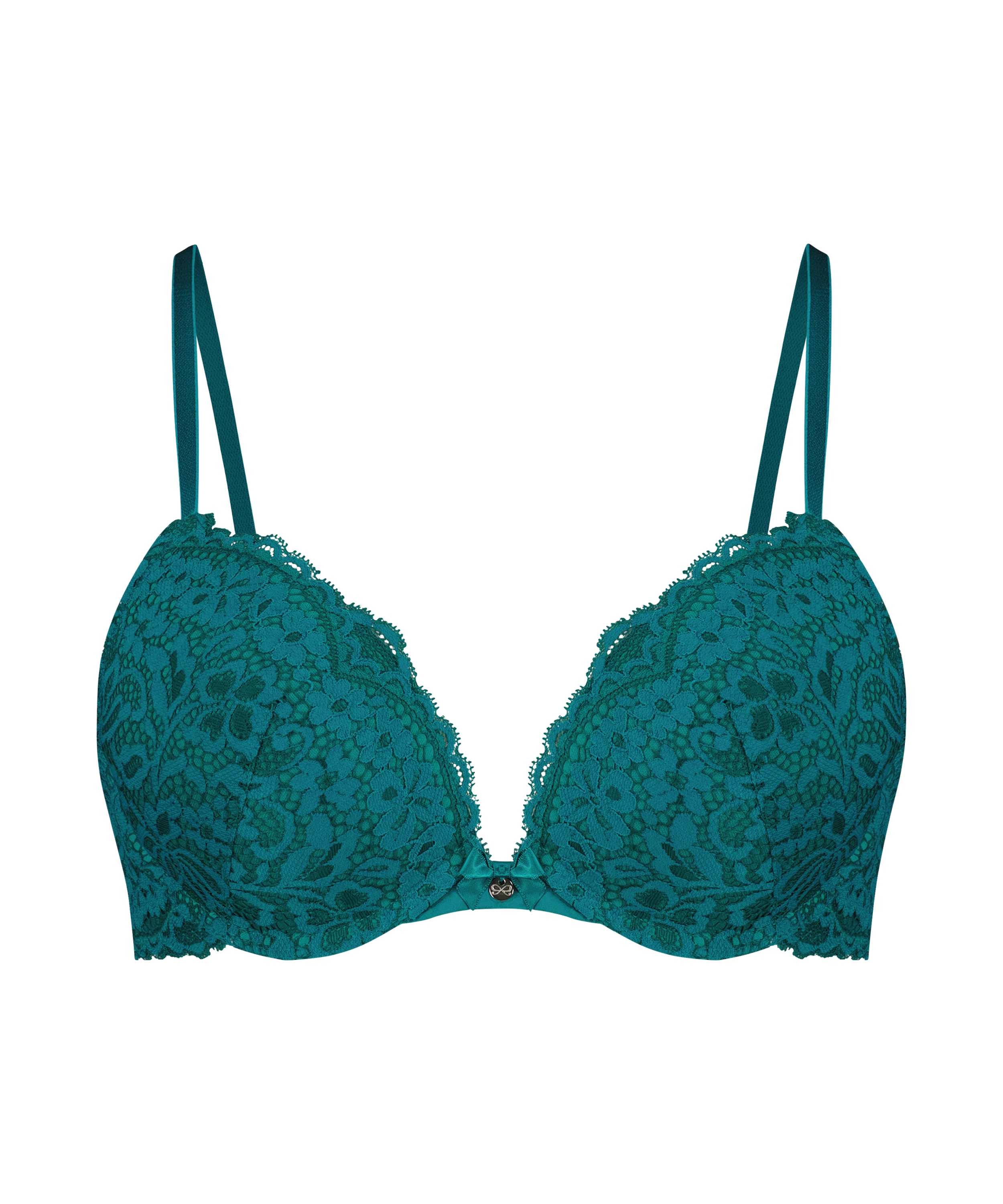 Rose padded push-up bra, Green, main