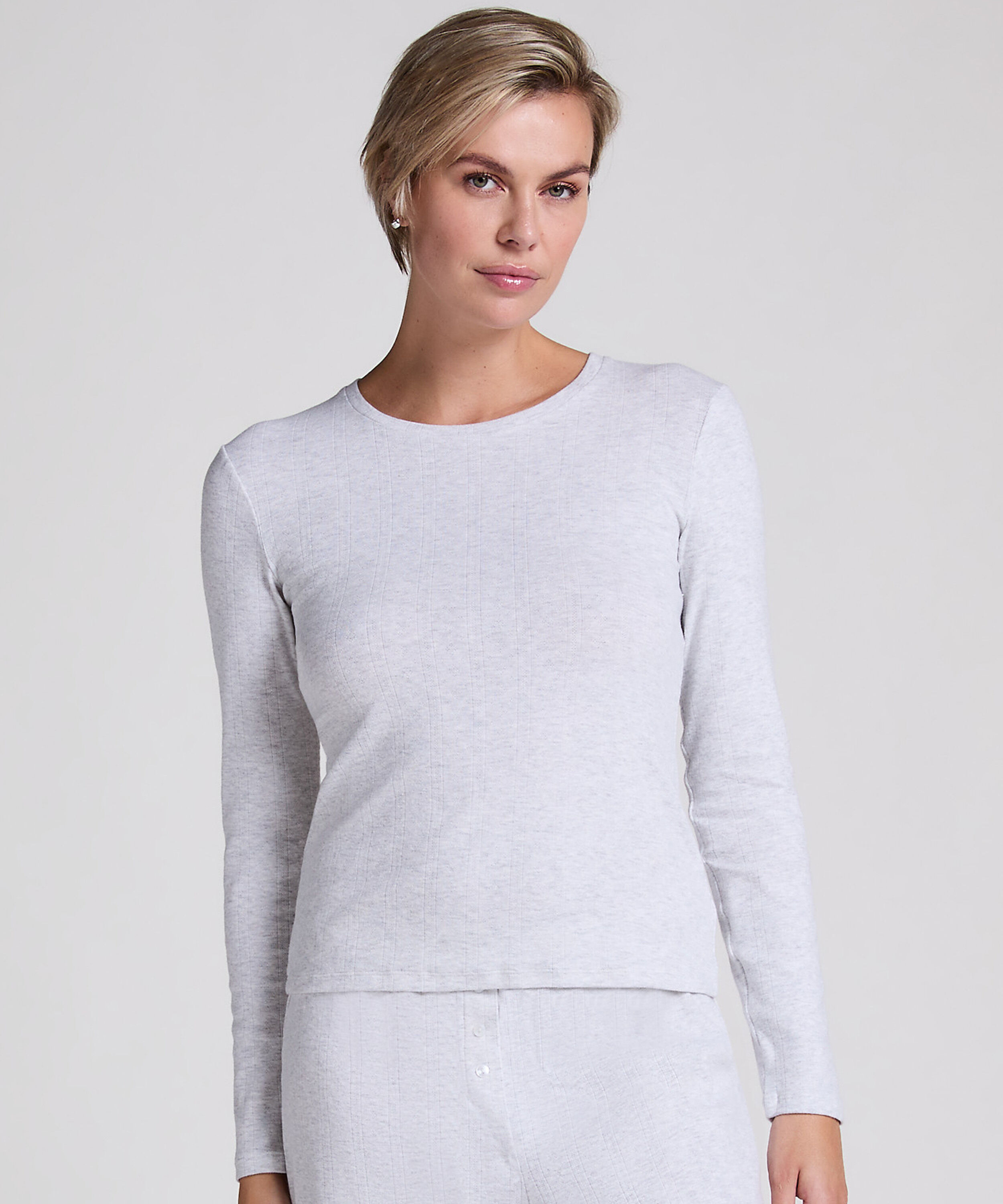 Pyjama top Pointelle, Grey