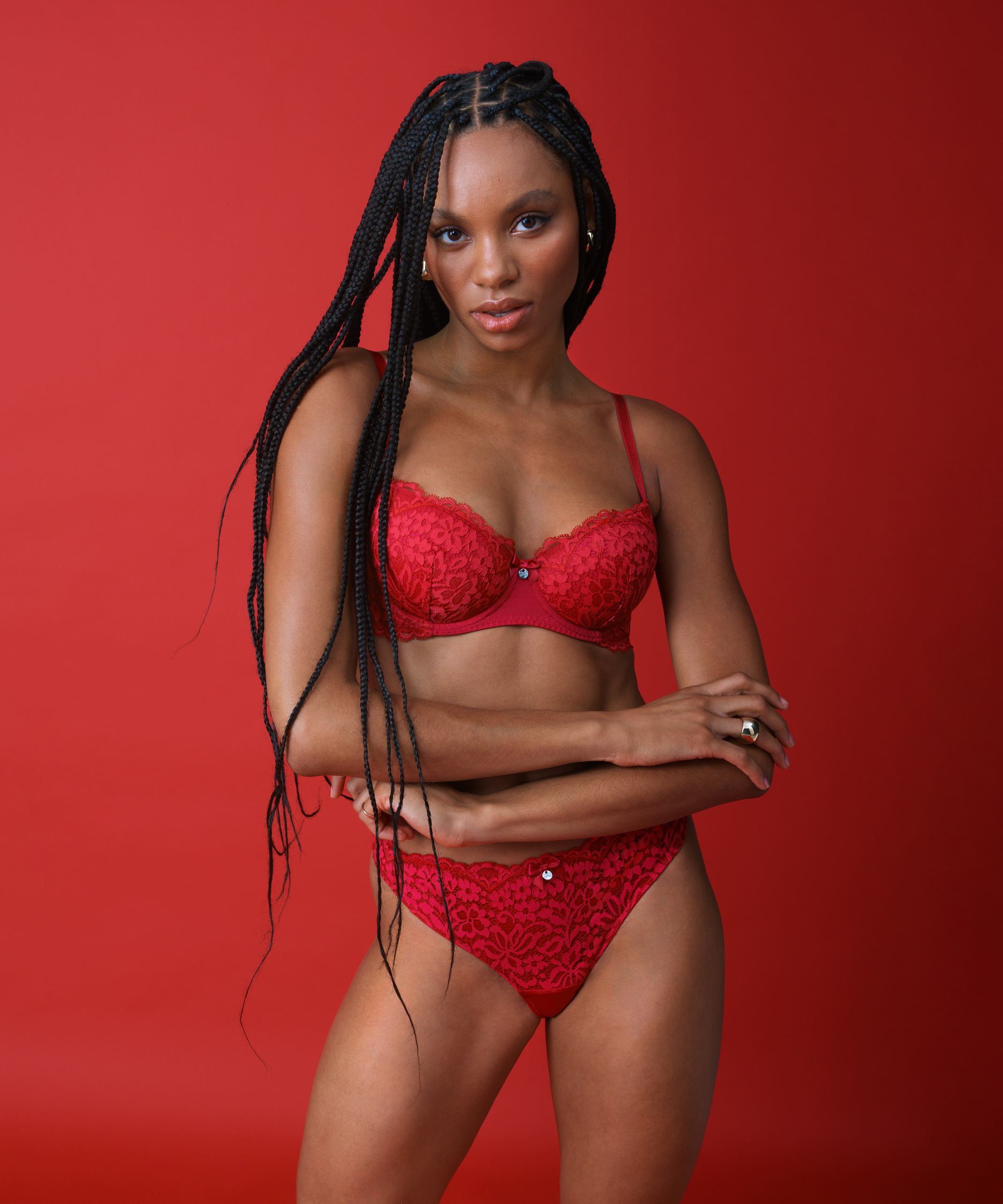 Rose Padded Underwired Bra, Red, main