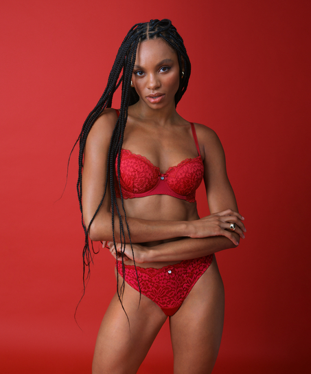 Rose Padded Underwired Bra, Red