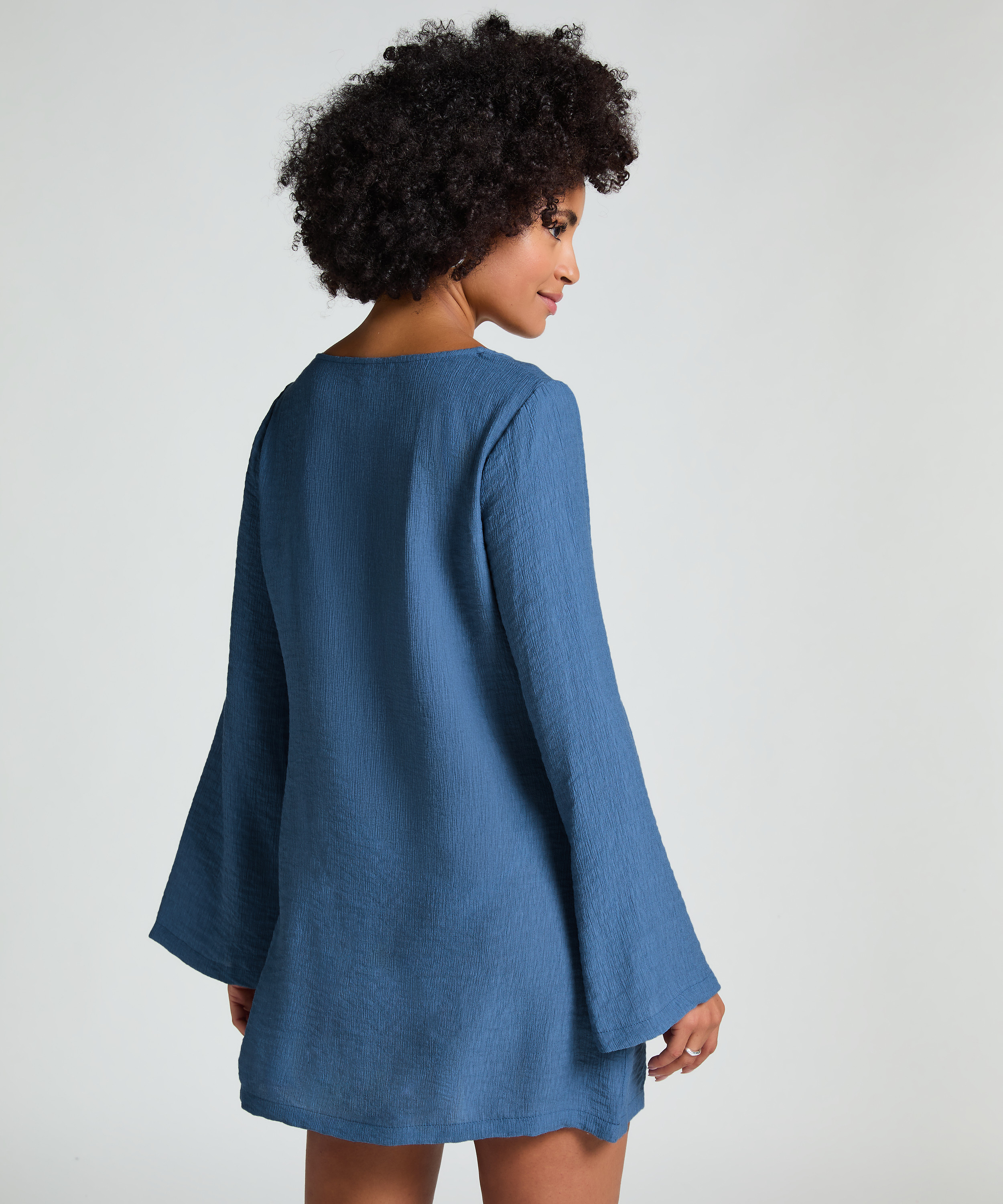 Beach Long-Sleeved Ring Dress, Blue, main