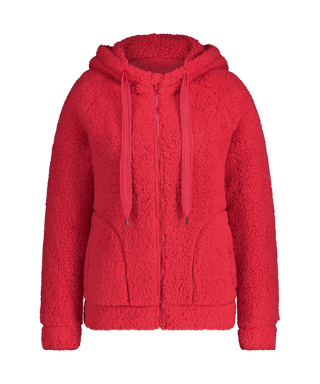 Fleece cardigan, Red