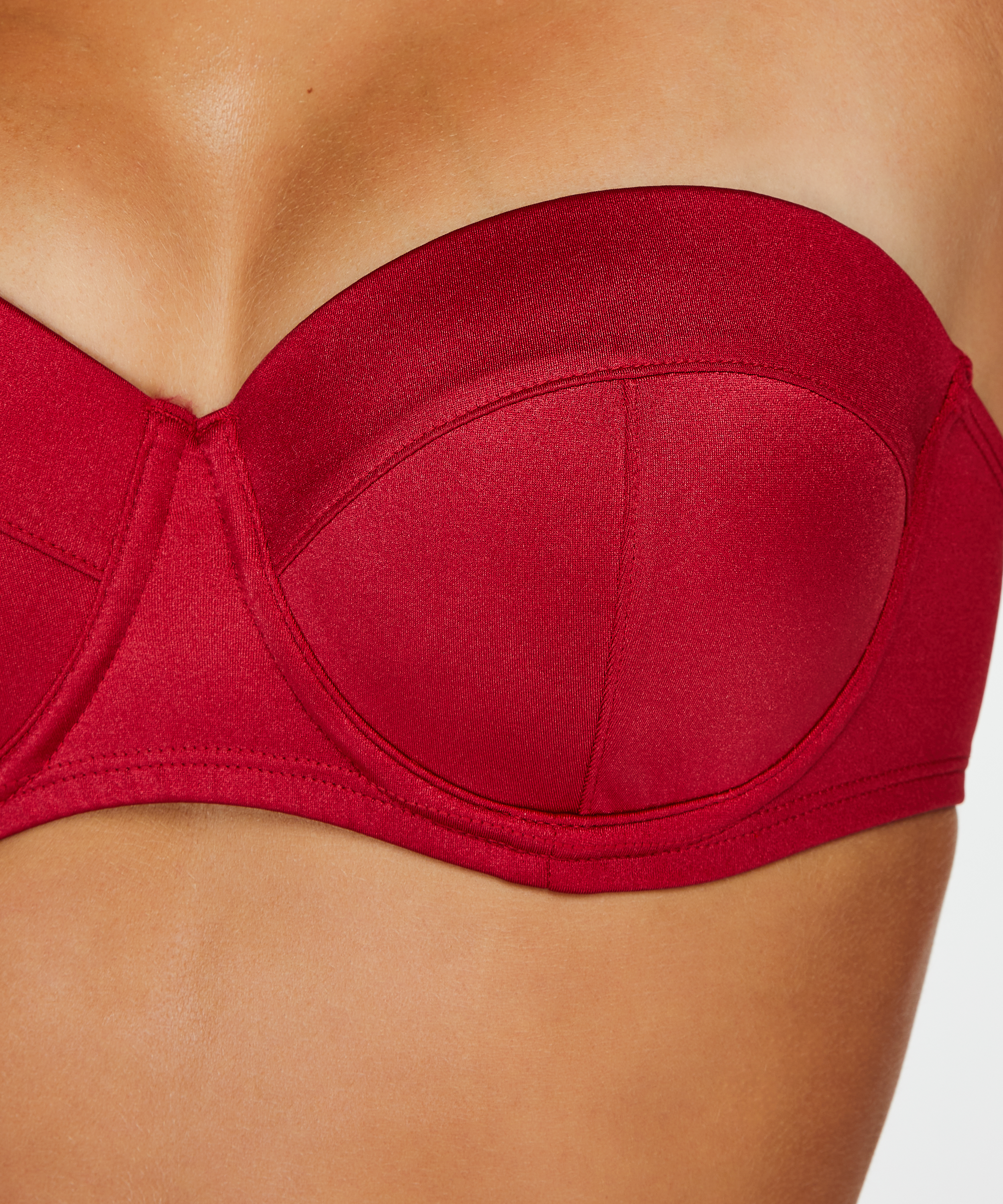 Lola Padded Push-Up Underwired Bikini Top, Red, main