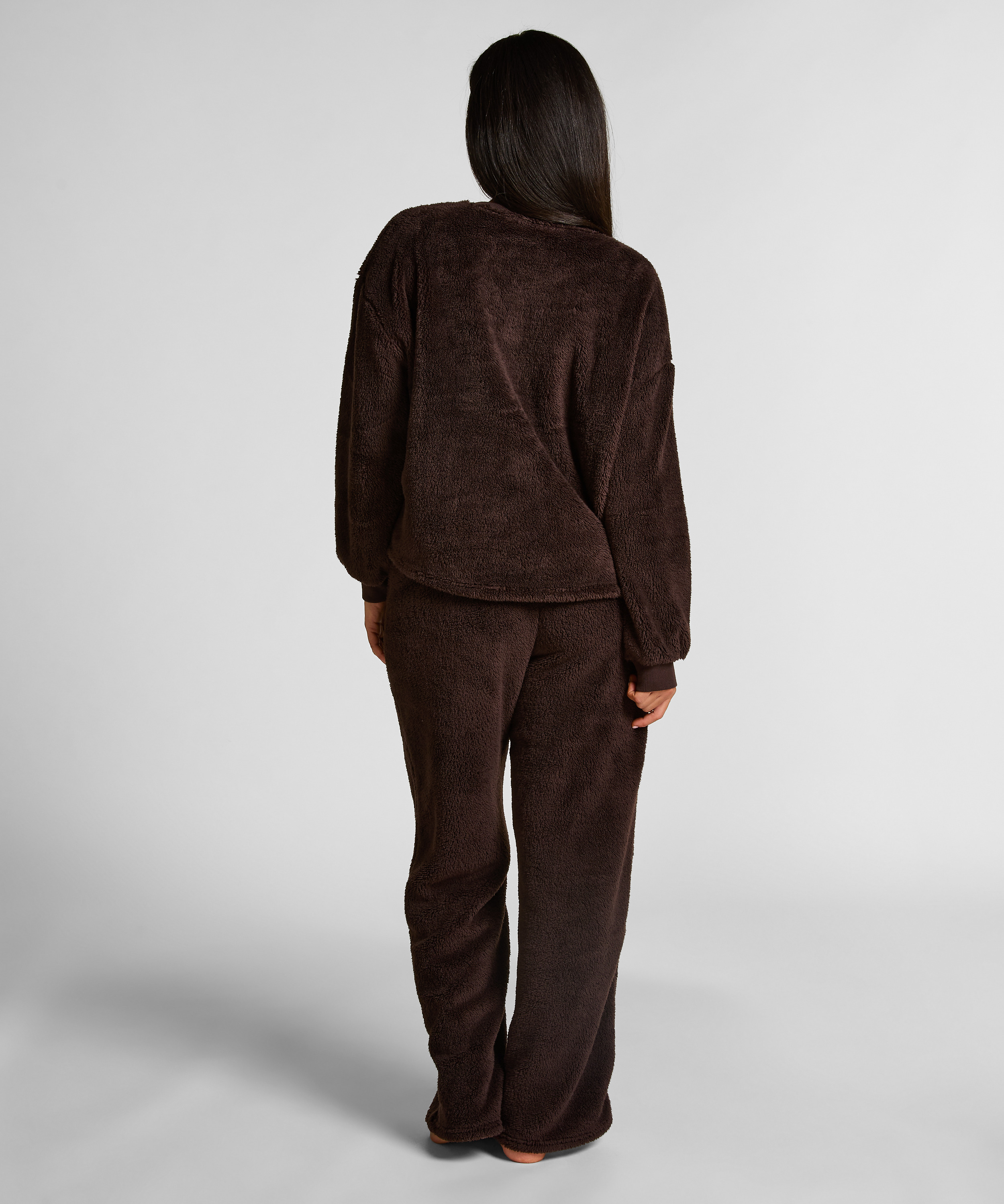 Longsleeved Top Fluffy Fleece, Brown, main