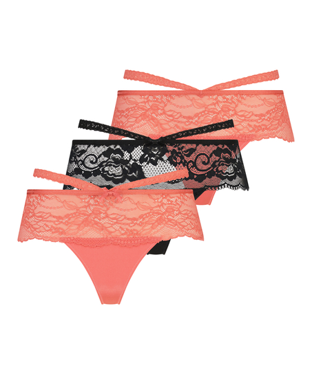 3-Pack Francesca Boxer Thong, Orange