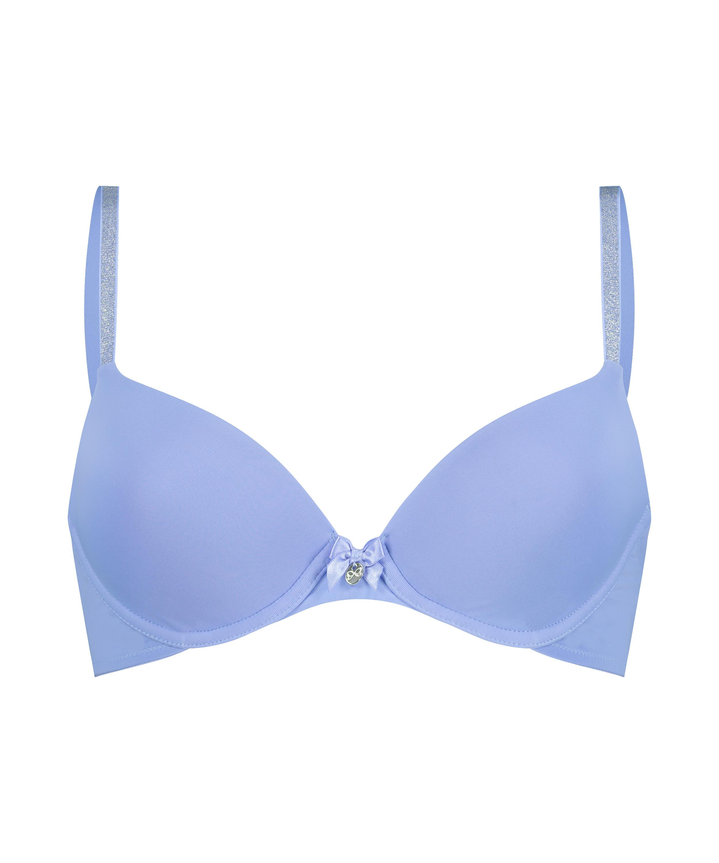 Plunge Padded Underwired Bra, Blue, main