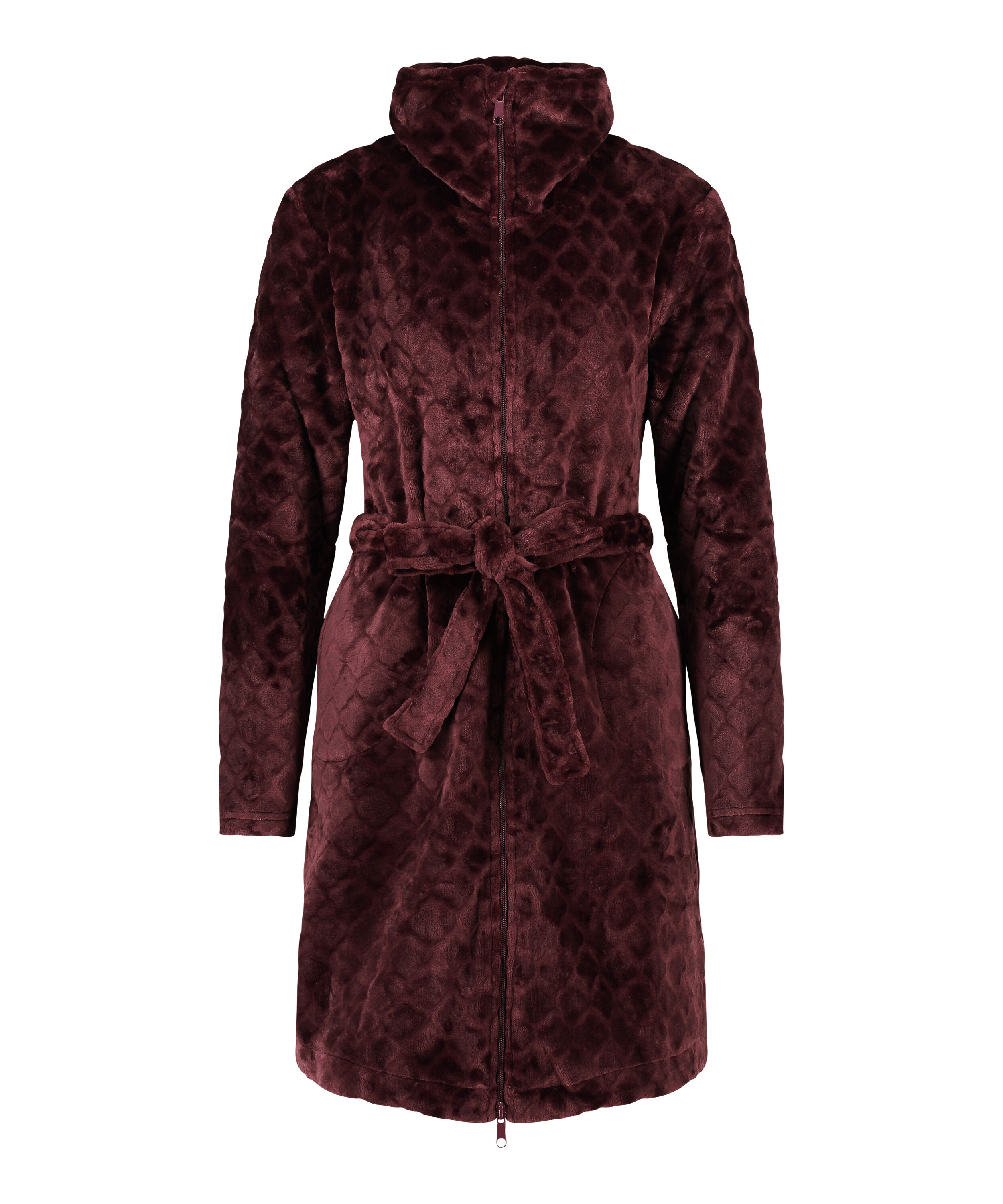 Zip Fleece Bathrobe, Purple