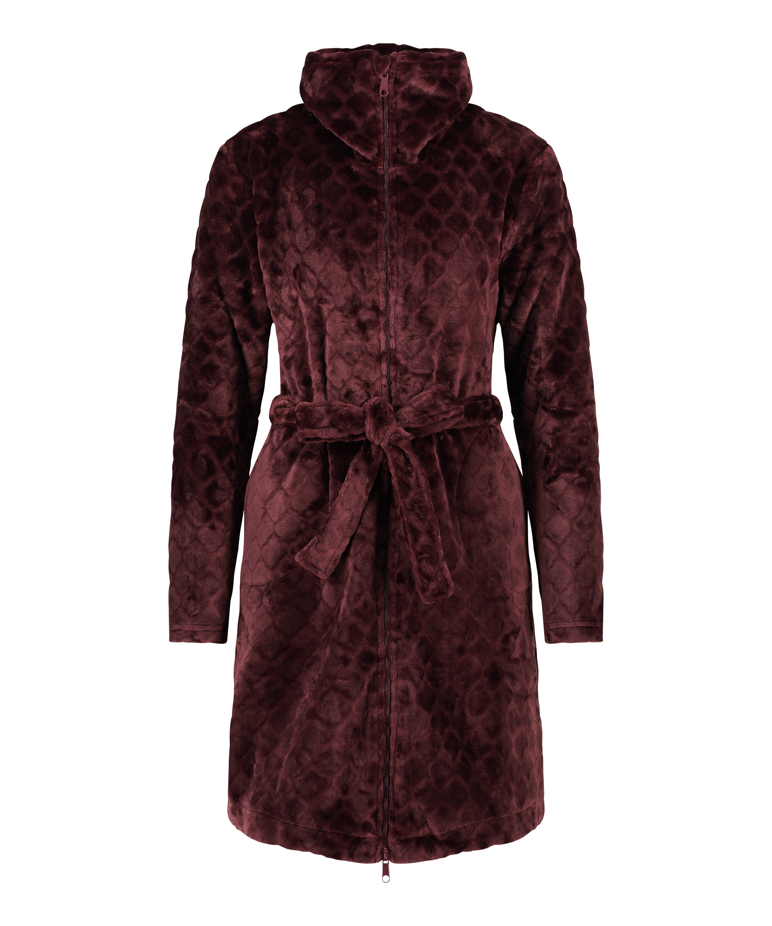 Zip Fleece Bathrobe, Purple, main