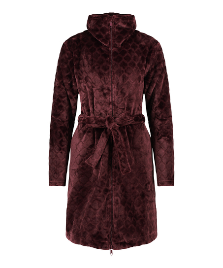Zip Fleece Bathrobe, Purple