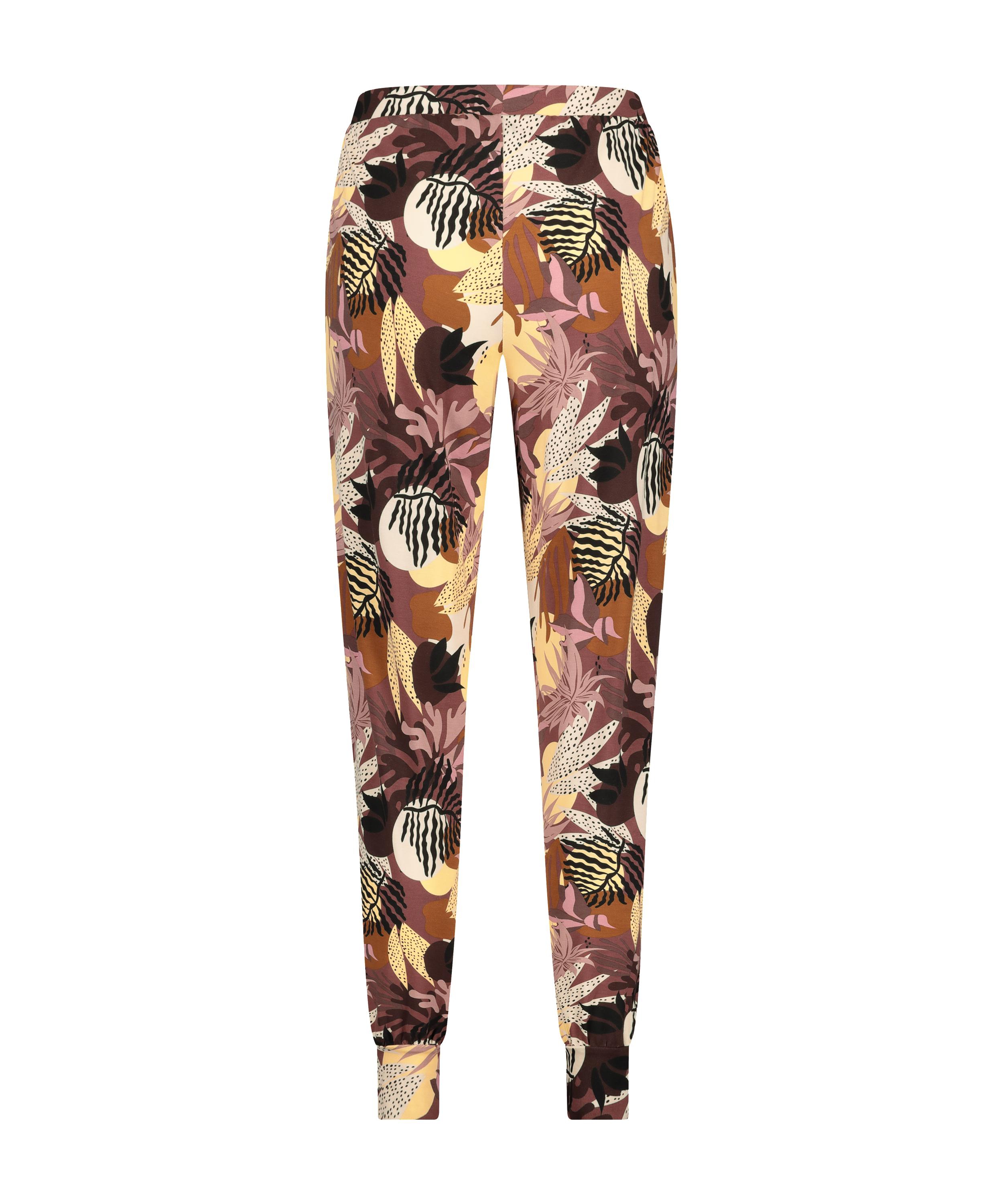 Jersey Abstract Leaf Pyjama Bottoms, Pink, main