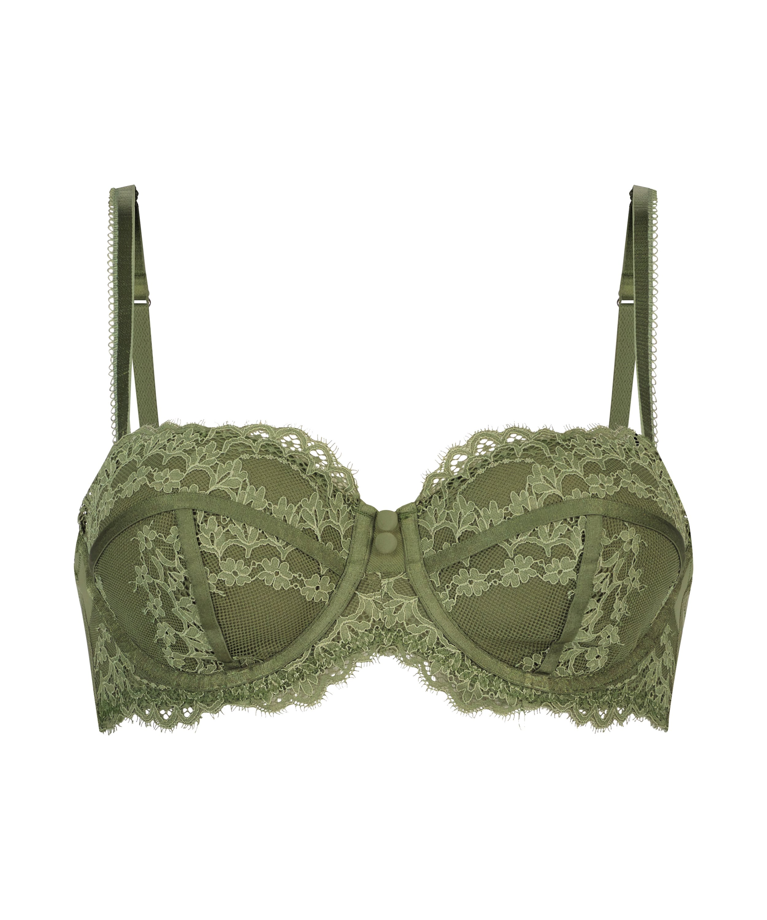 Daisy Padded Strapless Underwired Bra, Green, main