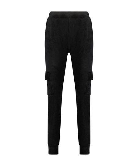 Tall Velours Jogging Bottoms, Black