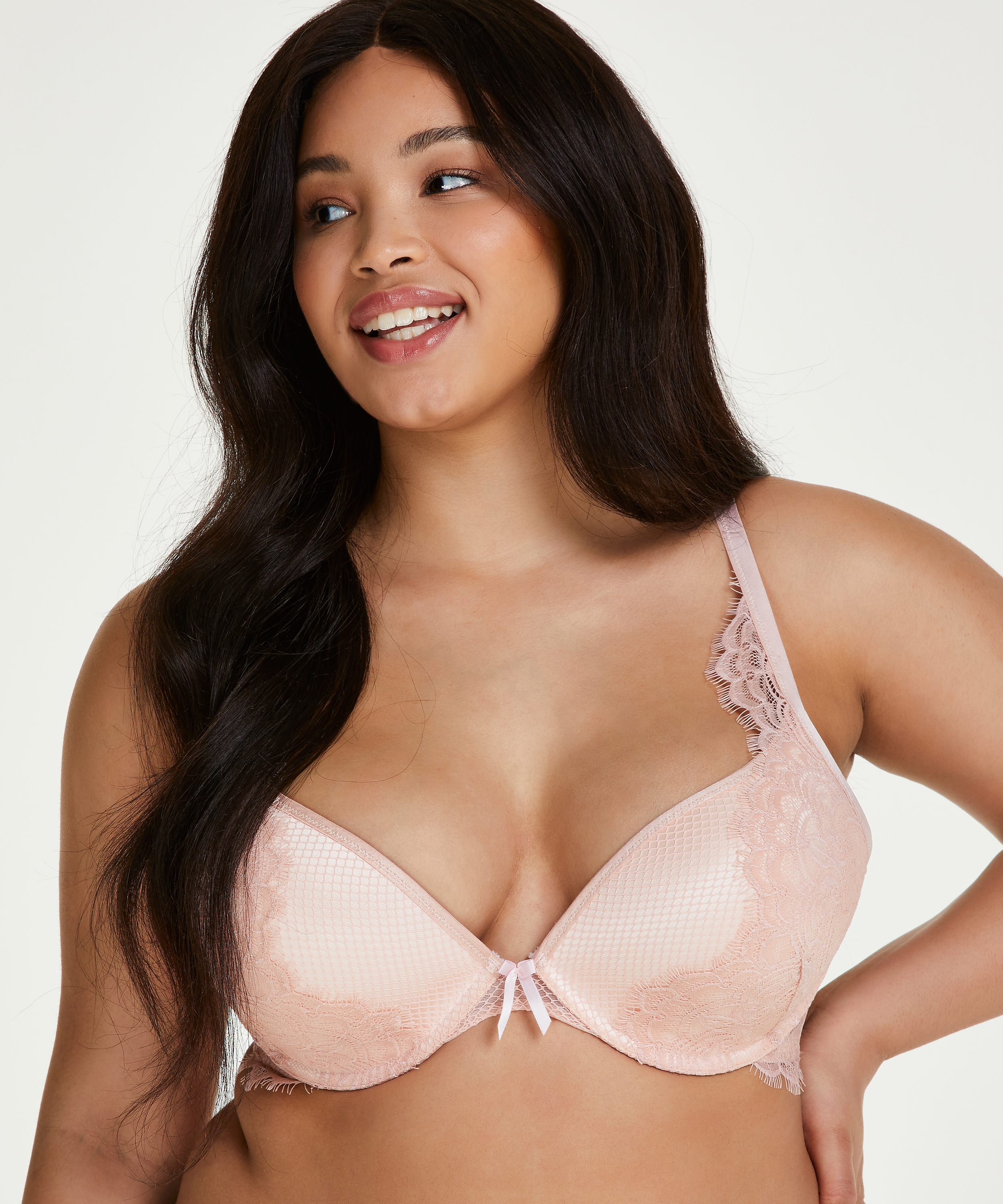 Yves padded underwired push-up bra, Beige, main
