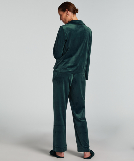 Velours Long-Sleeved Jacket, Green