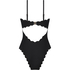 Bandeau Scallop Swimsuit, Black
