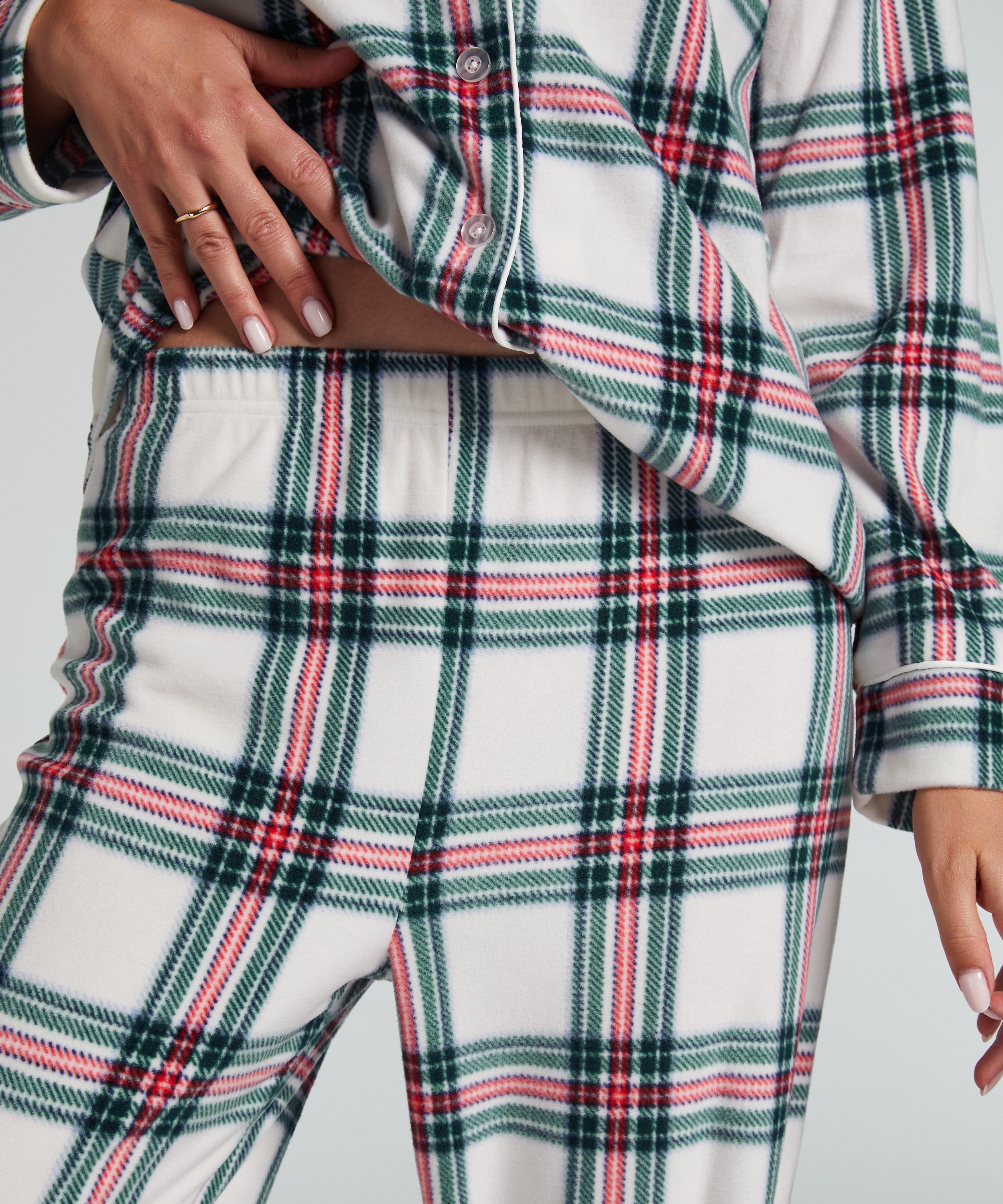 Fleece Pyjama Set, White, main