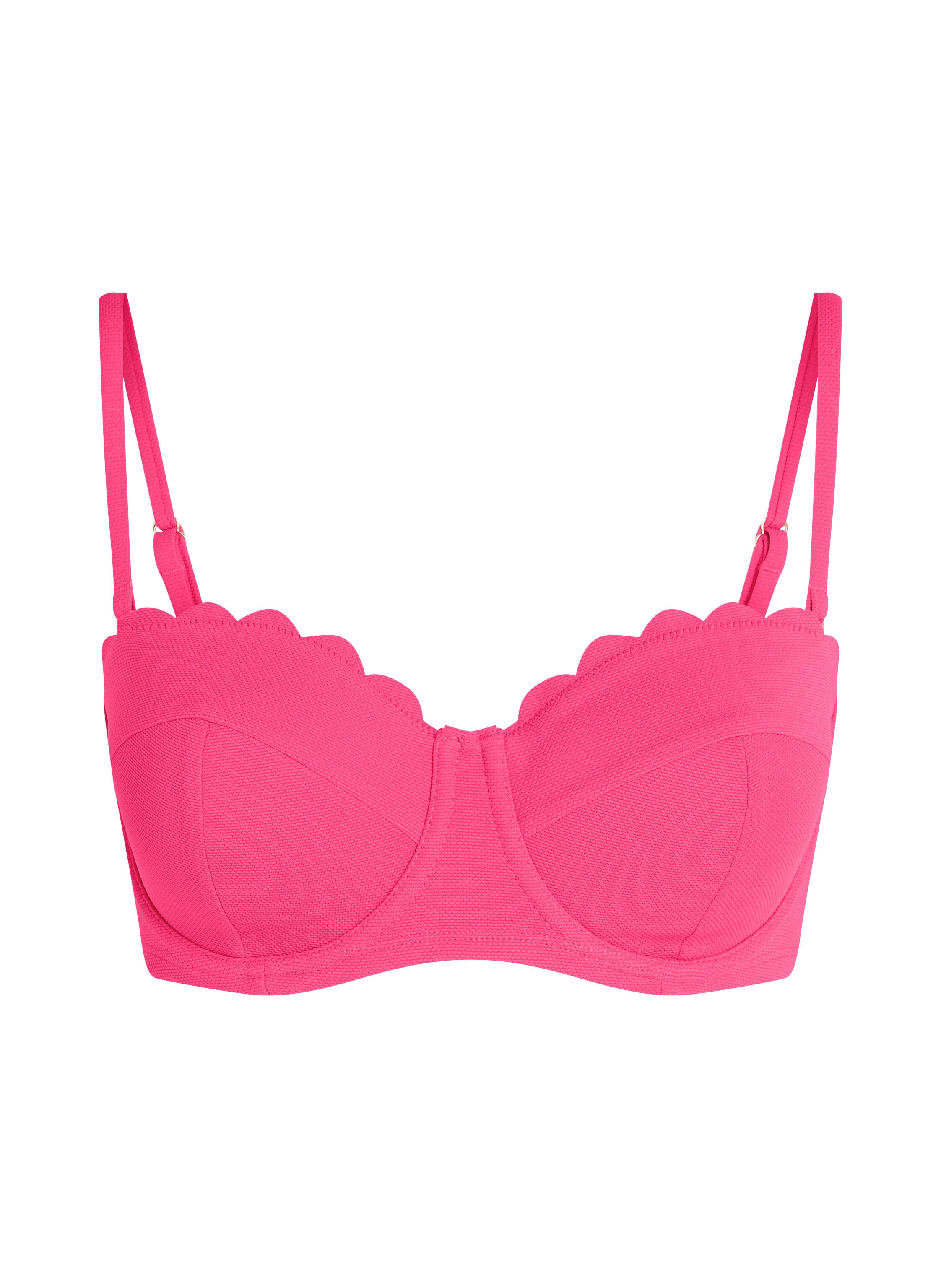 Scallop Padded Strapless Underwired Bikini Top Cup E +