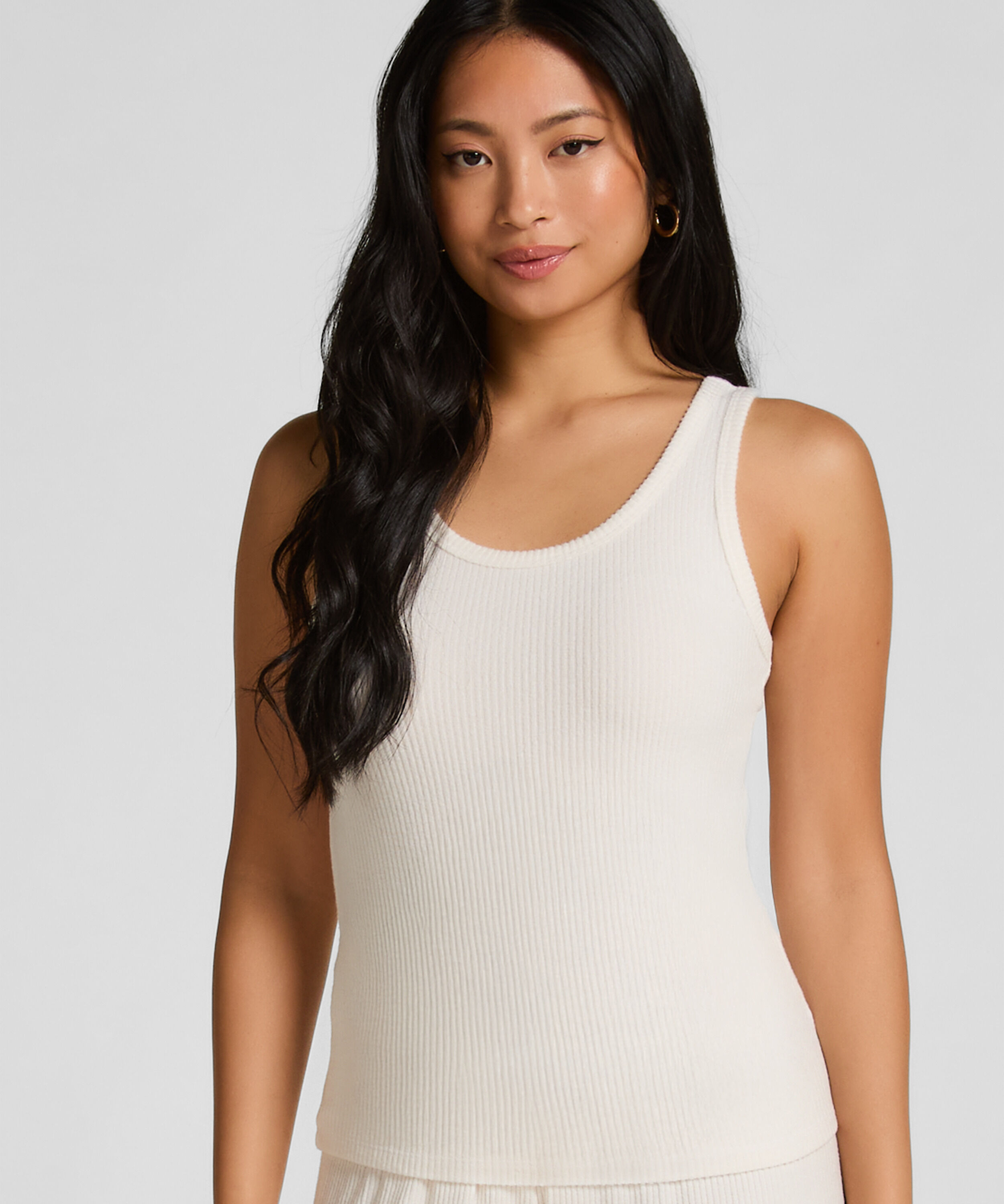 Singlet Brushed Jersey Rib, White Singlet Brushed Jersey Rib, White