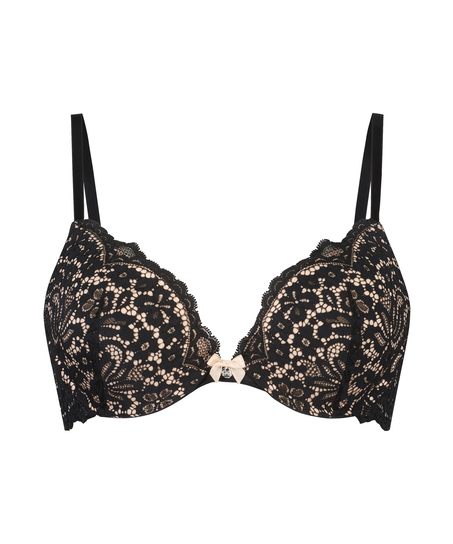 Rose padded push-up bra, Black