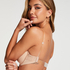 Transparent Back Padded Underwired Bra, Beige