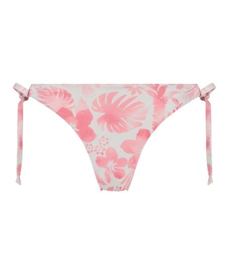 Tropical high-cut bikini bottoms, White