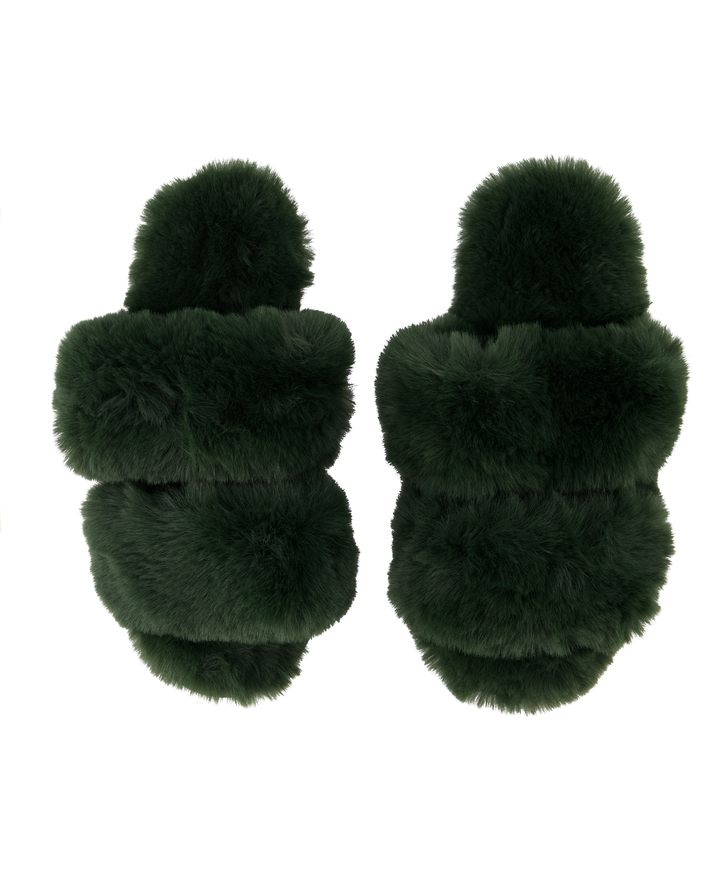 Fake Fur Slippers, Green, main