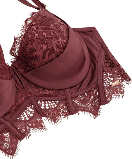 Zoe Padded Longline Underwired Bra, Red