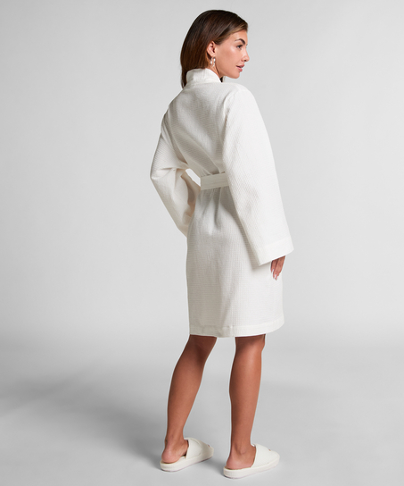Waffle Bathrobe, White