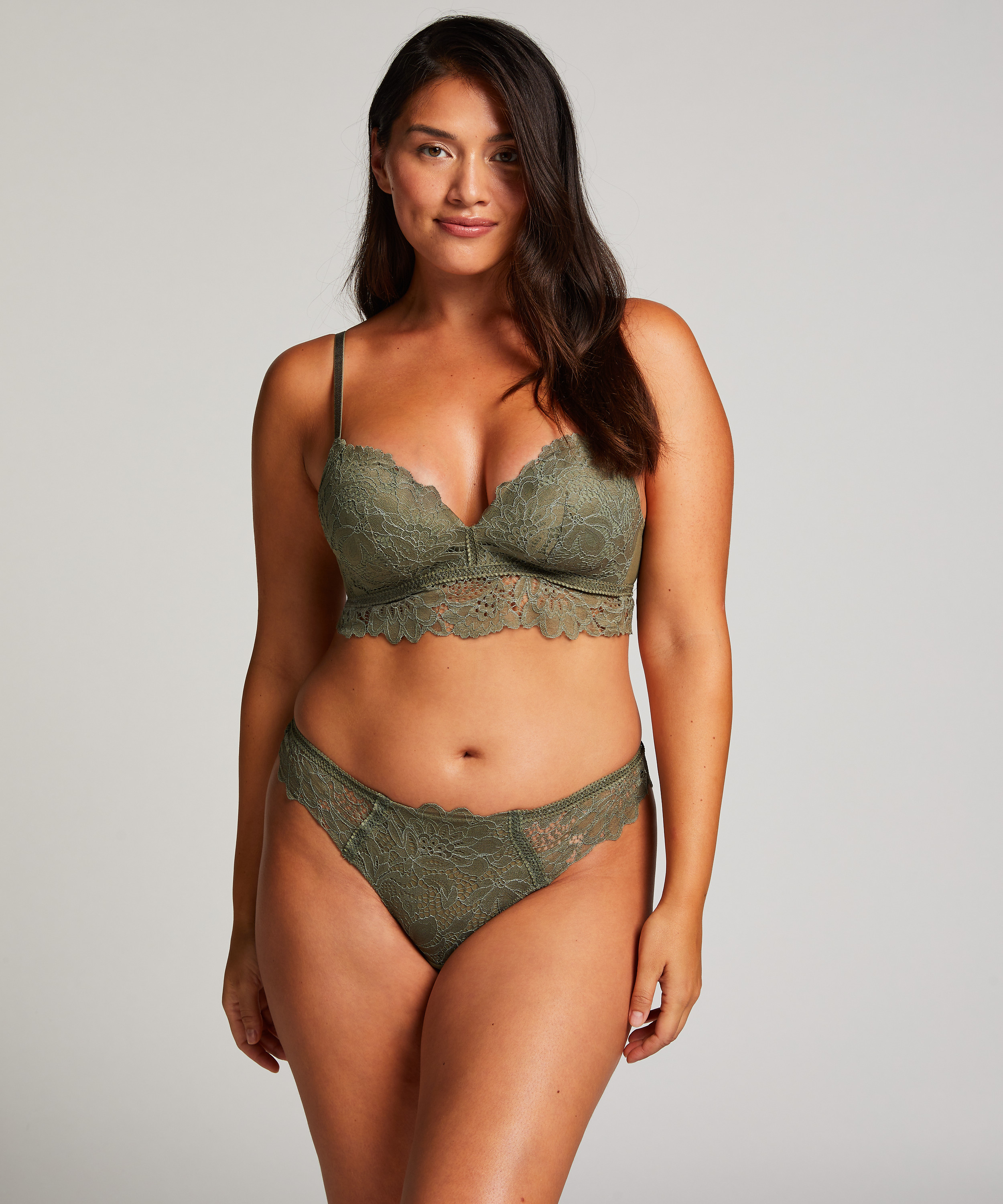 Shiloh Padded Non-wired Longline Bra, Green, main
