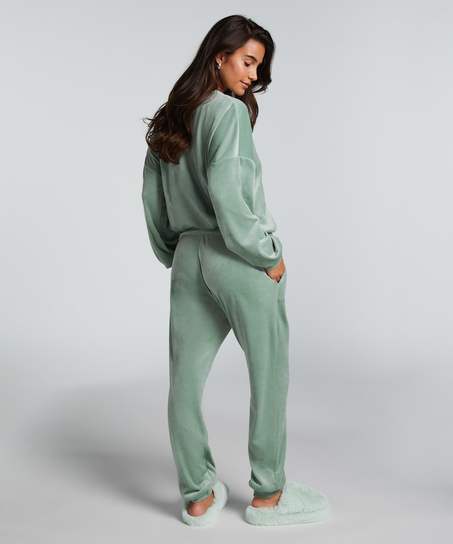 Tall Velours Jogging Bottoms, Green