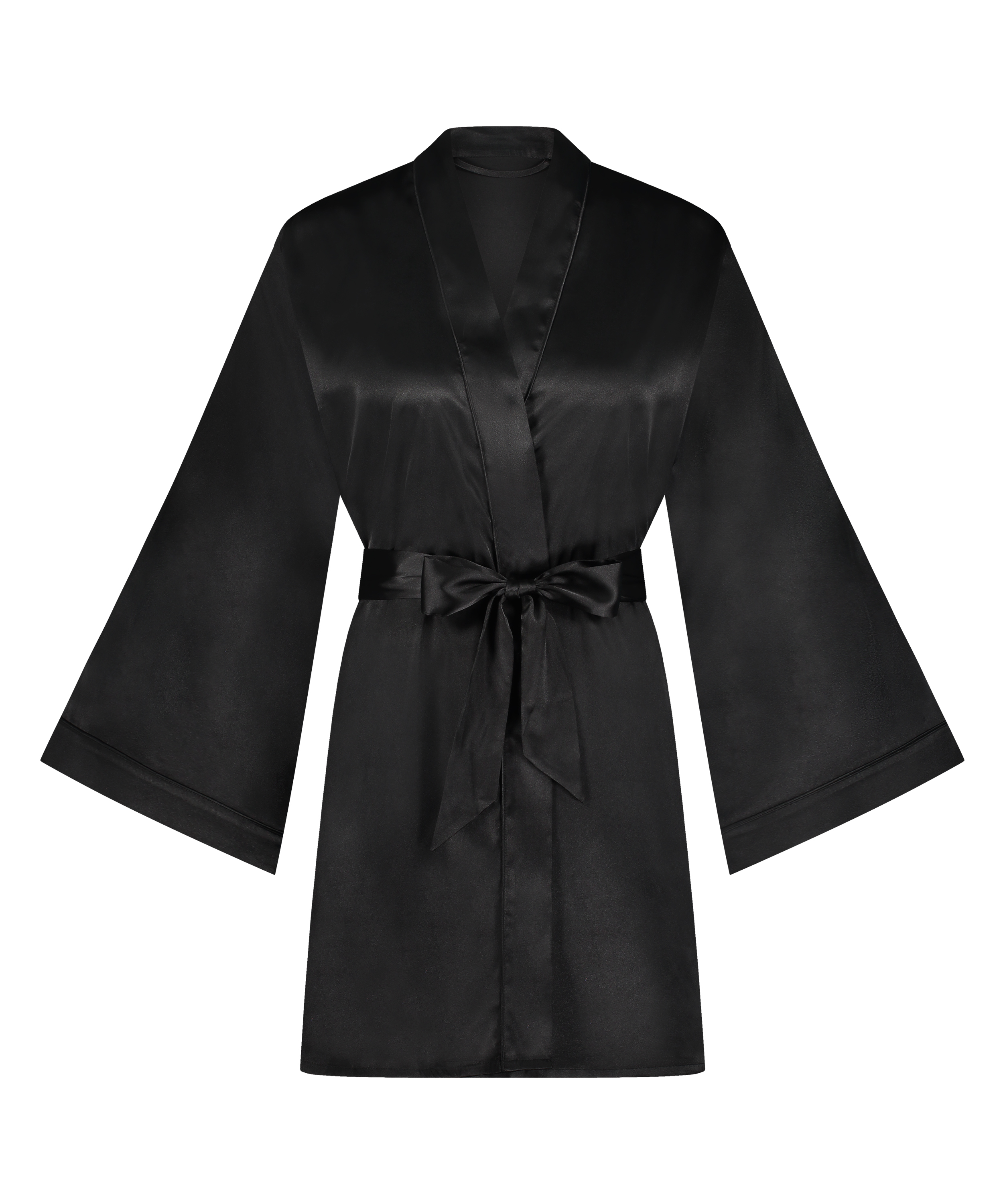 Satin Kimono, Black, main