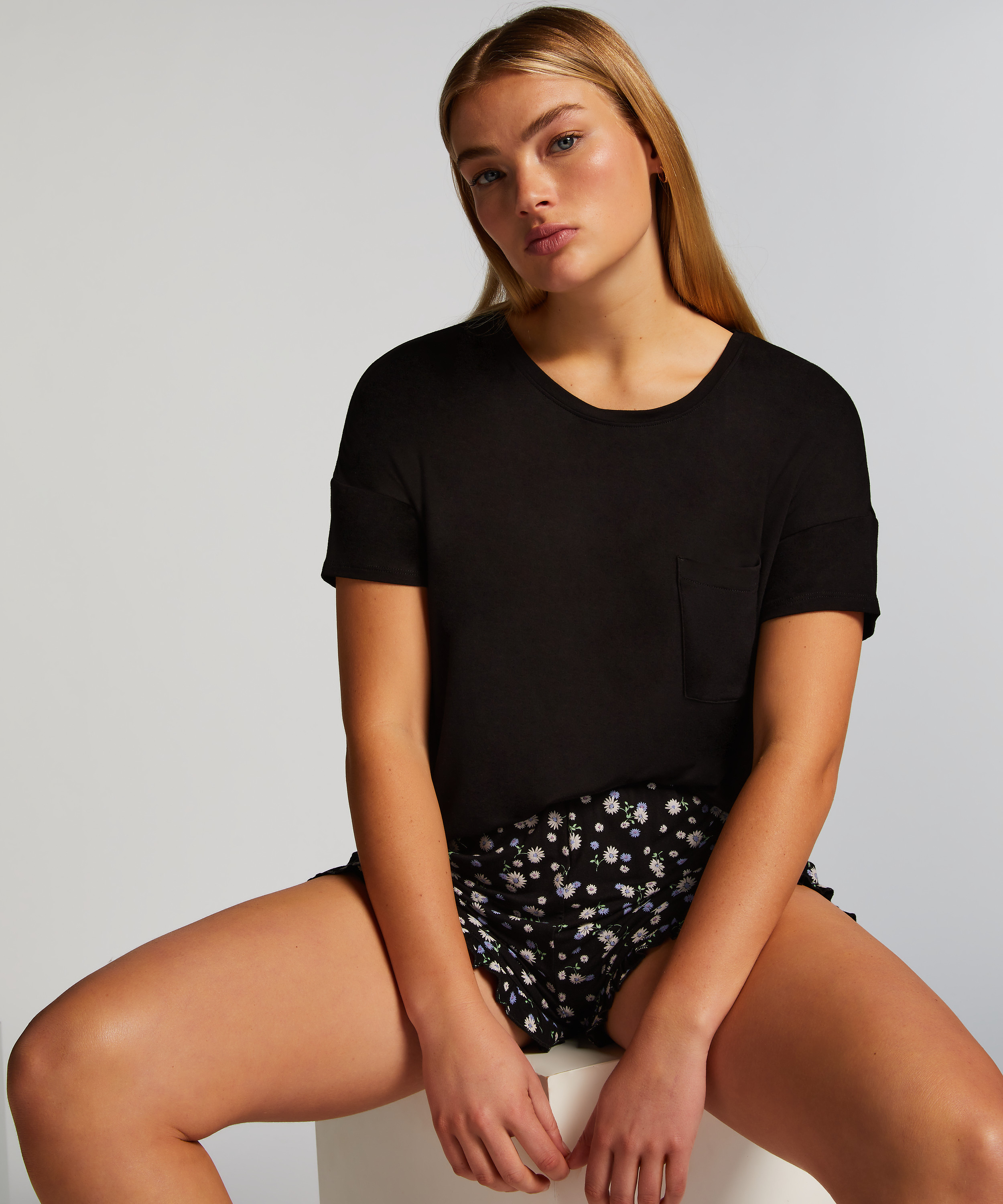 Short Pyjama Set, Black, main
