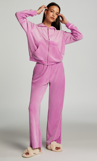 Petite Velours Pyjama Bottoms, Pink