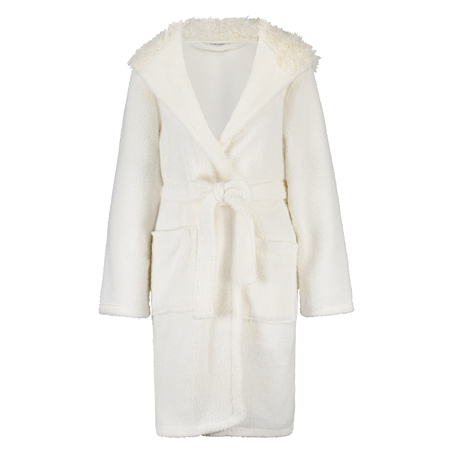 Fleece Bathrobe, White